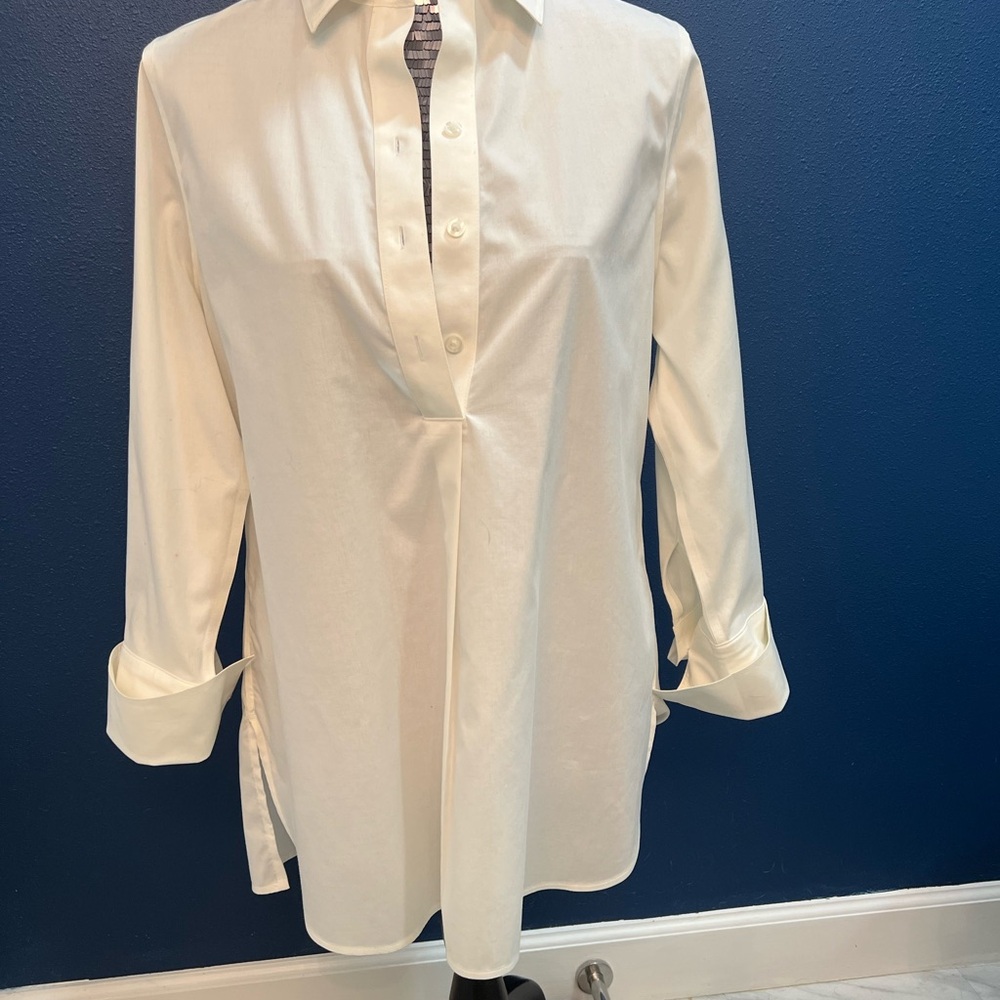 Bright white Chico, button down shirt, size 8-10.